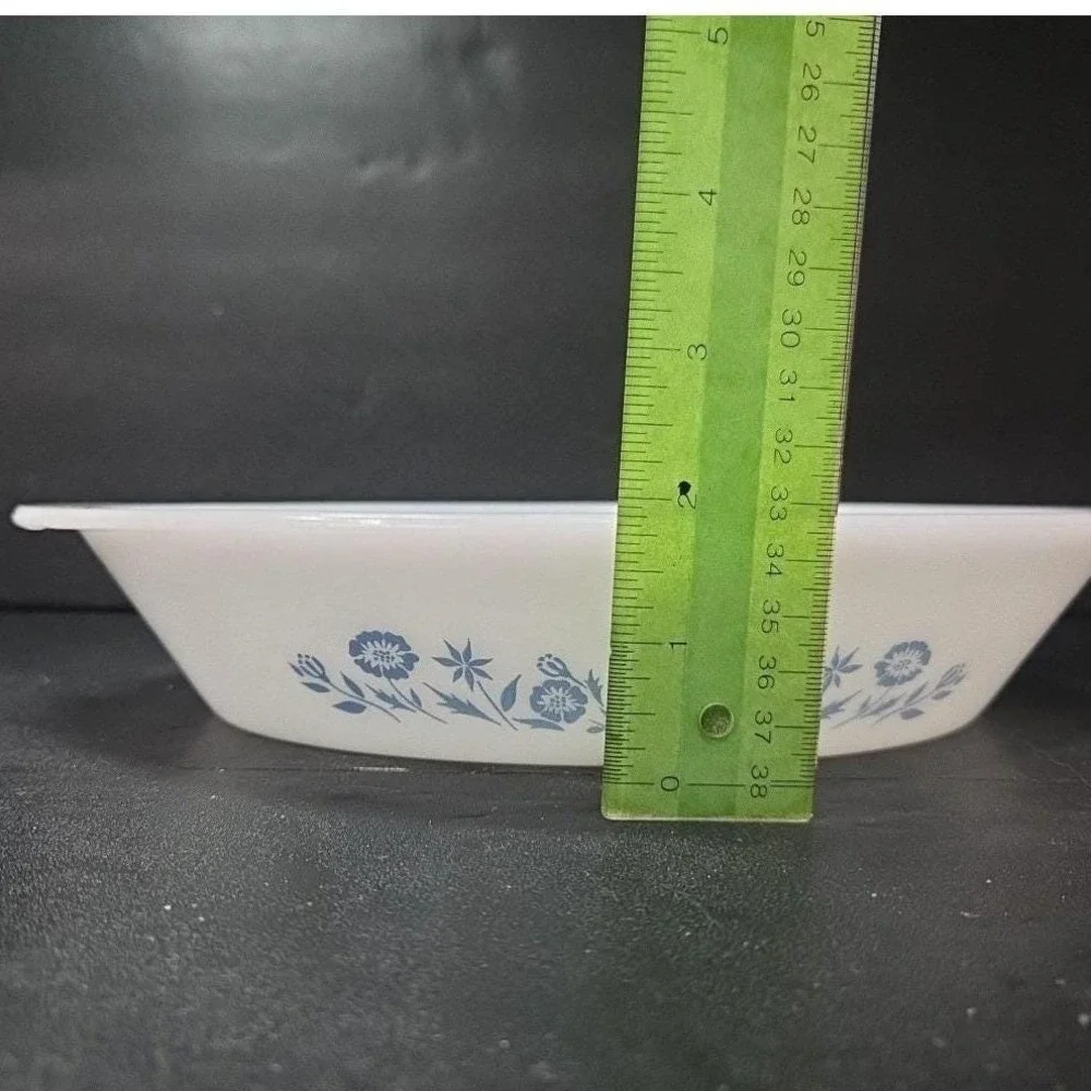 Glasbake Blue Cornflower Divided Casserole Dish, Vintage Milk Glass Bakeware‎